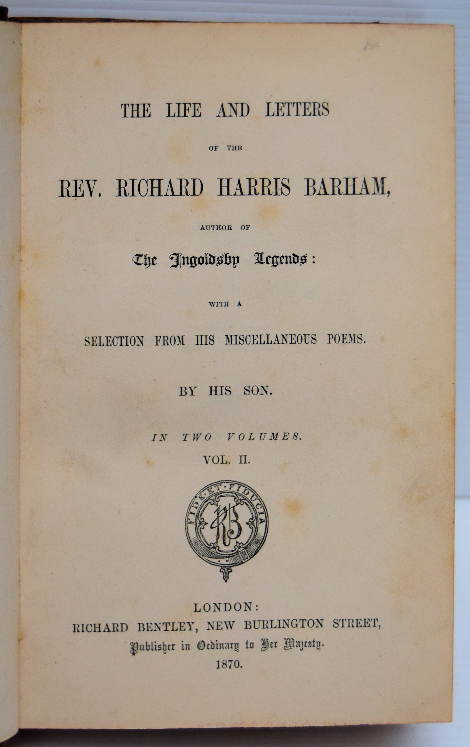 THE LIFE AND LETTERS OF THE REV. RICHARD HARRIS BARHAM. - Image 3
