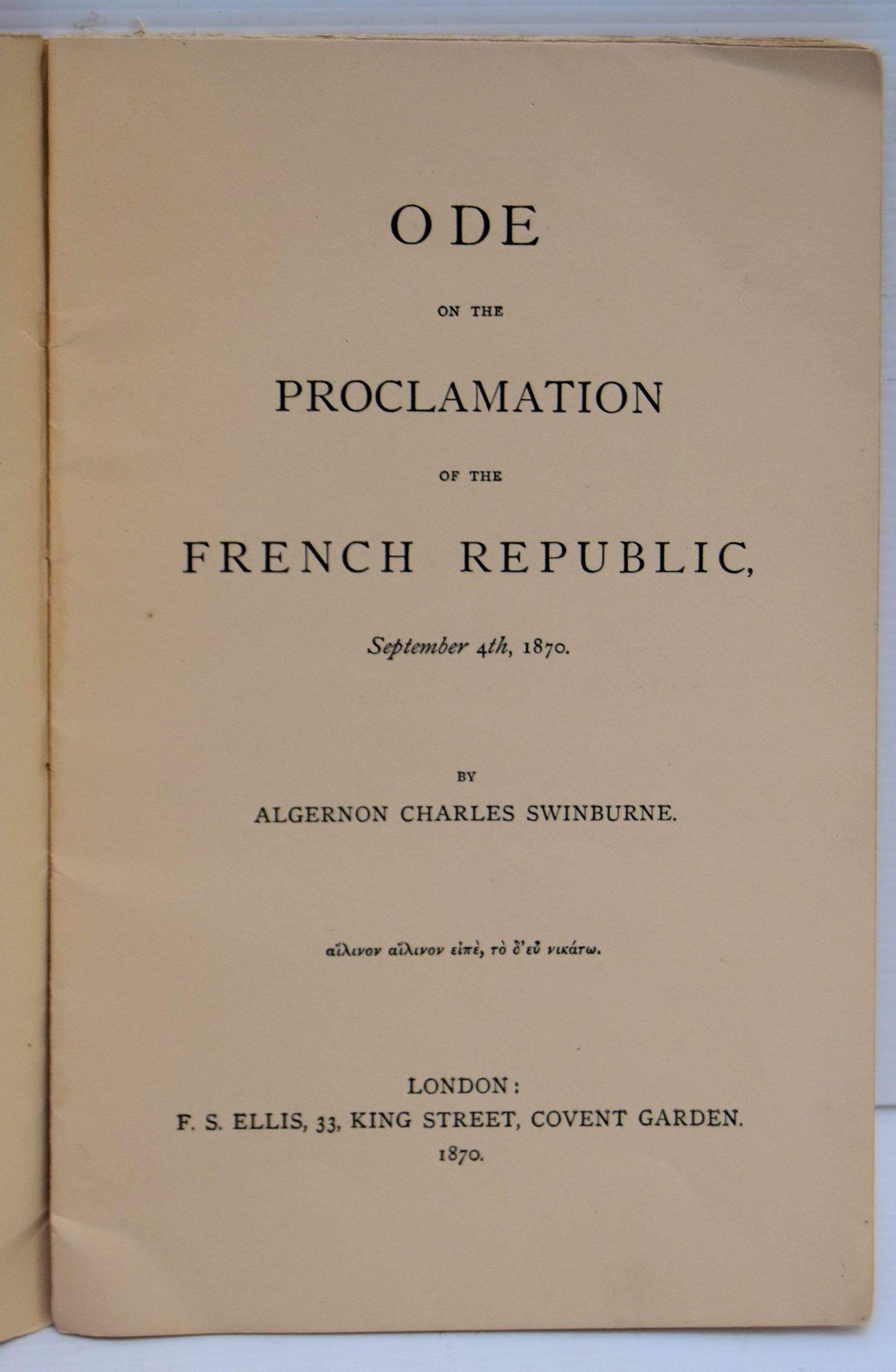 ODE ON THE PROCLAMATION OF THE FRENCH REPUBLIC, SEPTEMBER 4TH, 1870. - Image 2