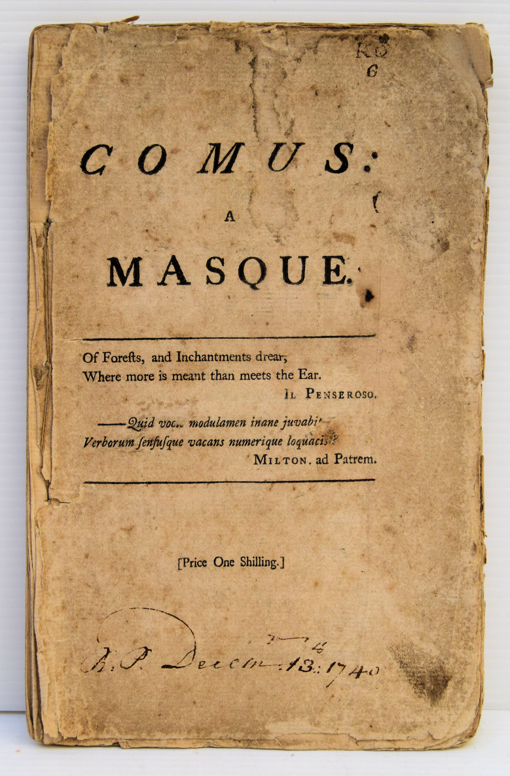 COMUS: A MASQUE. (Garrick interest)