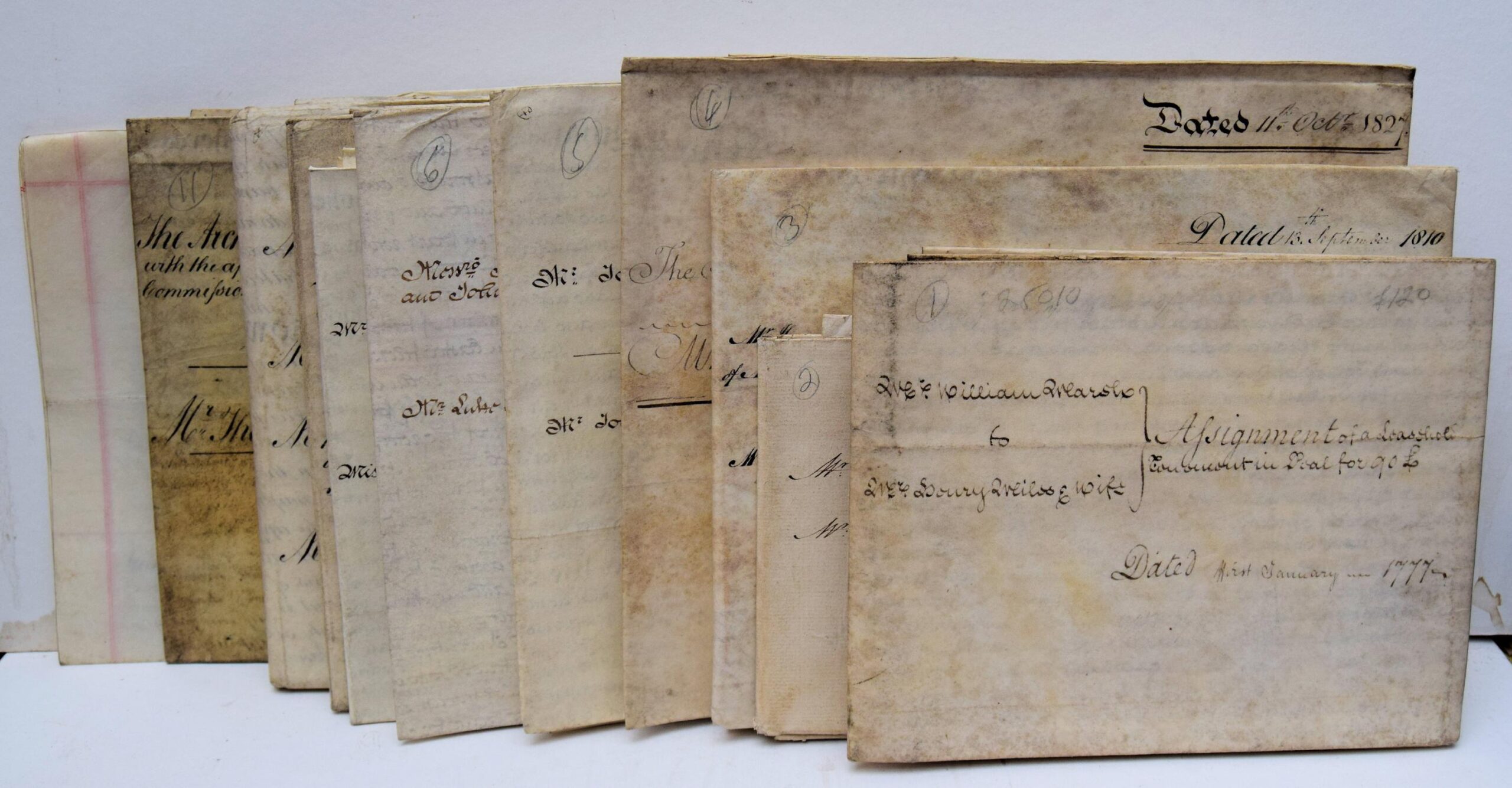 TWELVE ASSIGNMENTS, CONVEYANCES, LEASES AND MORTGAGES RELATING TO DEAL, 1777-1861 AND 1900..
