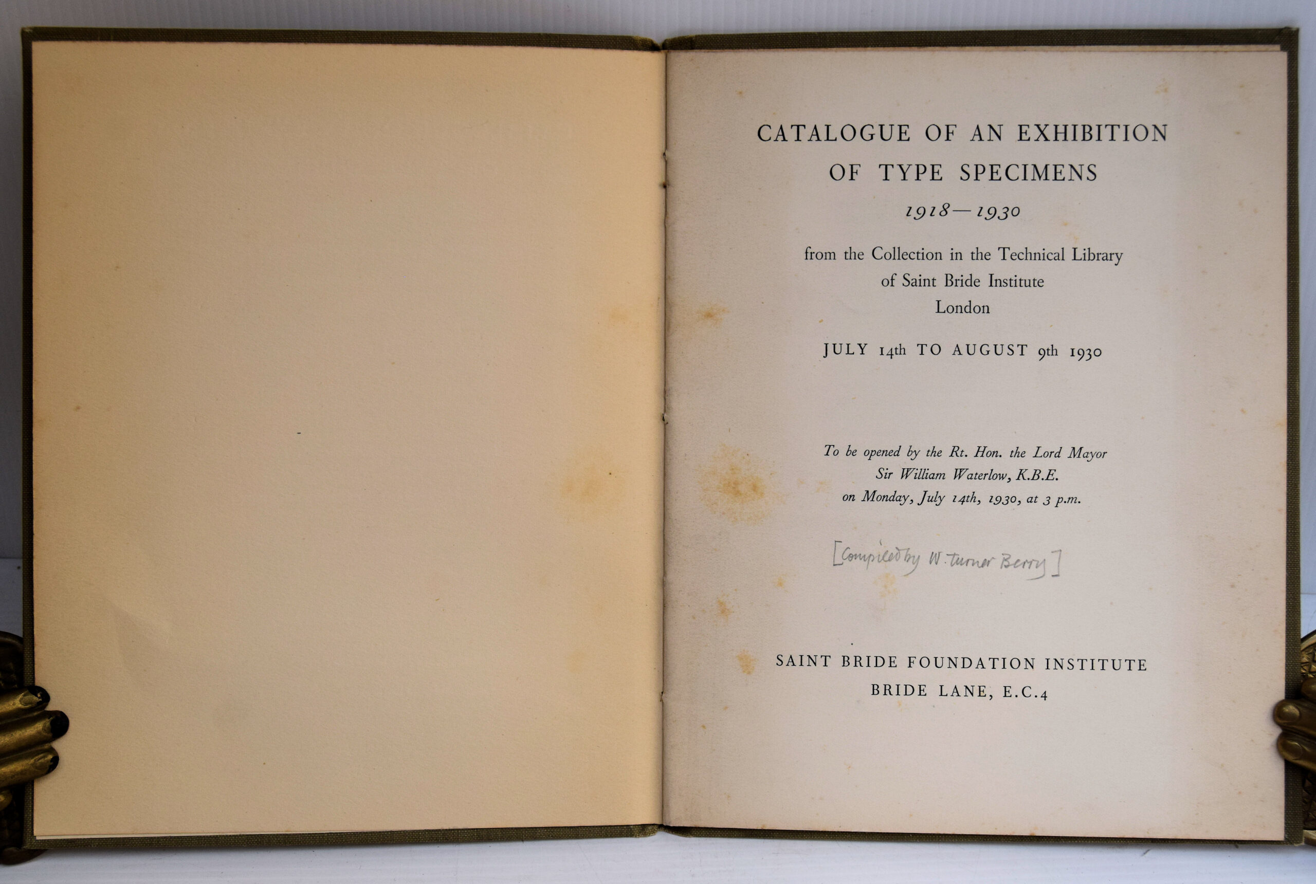 CATALOGUE OF AN EXHIBITION OF TYPE SPECIMENS 1918-1930. - Image 2